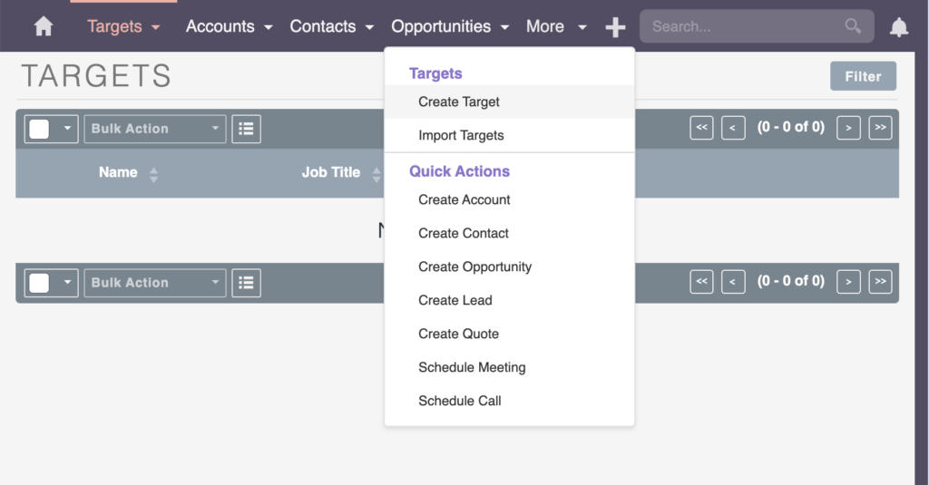 Create Target in SuiteCRM