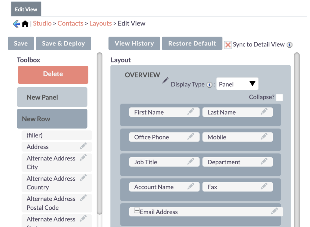 Edit View - Contacts back end