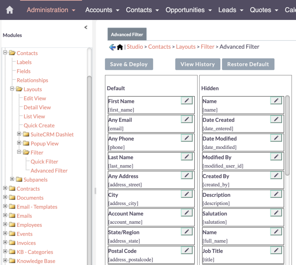 SuiteCRM Advanced Filter