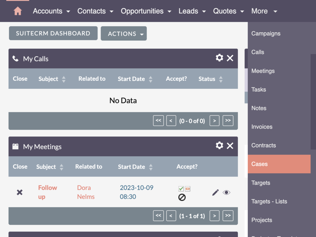 SuiteCRM Cases module