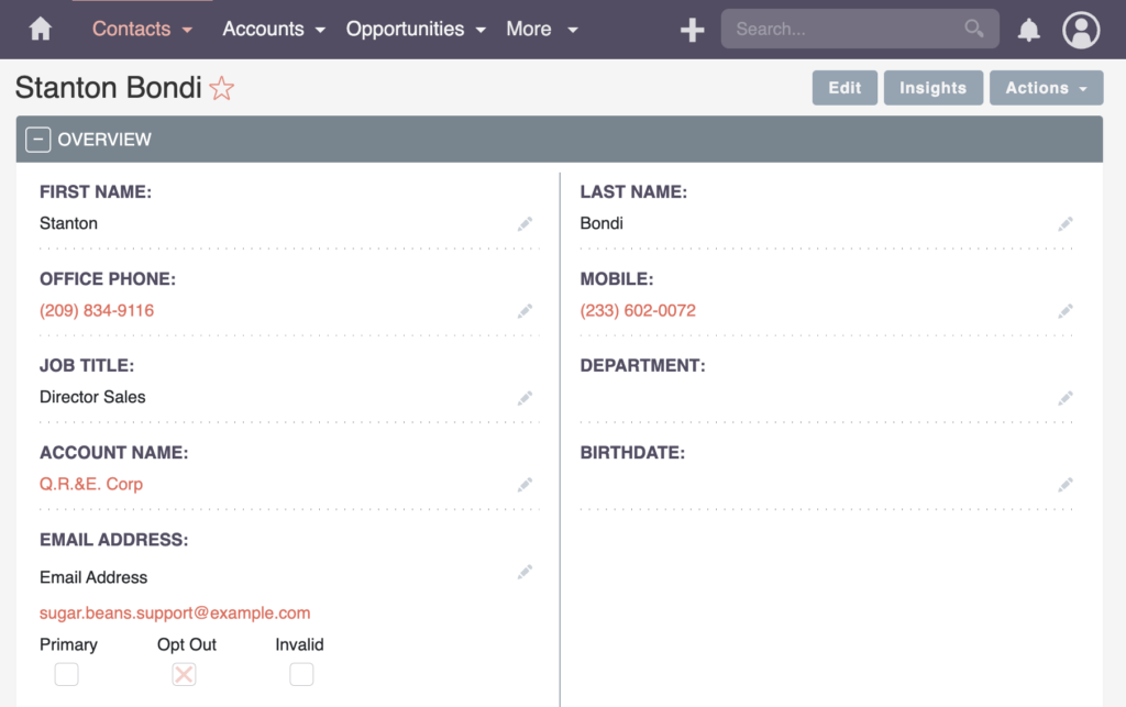 SuiteCRM Contact - Birthdate field