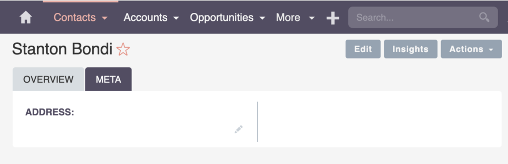 SuiteCRM Contact - Meta Tab