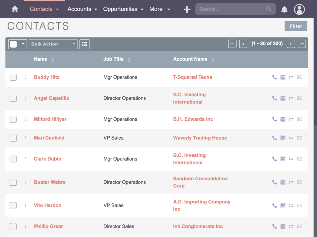 SuiteCRM Contacts