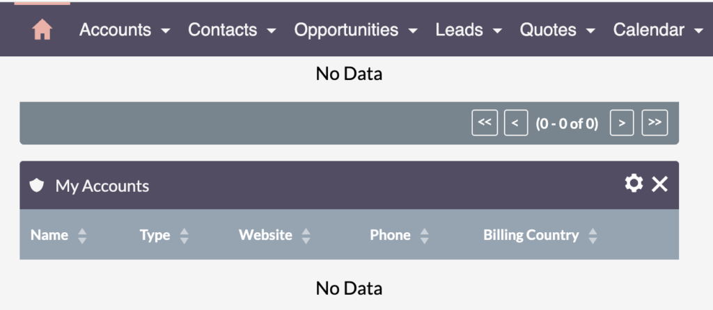 SuiteCRM Dashlet - Accounts