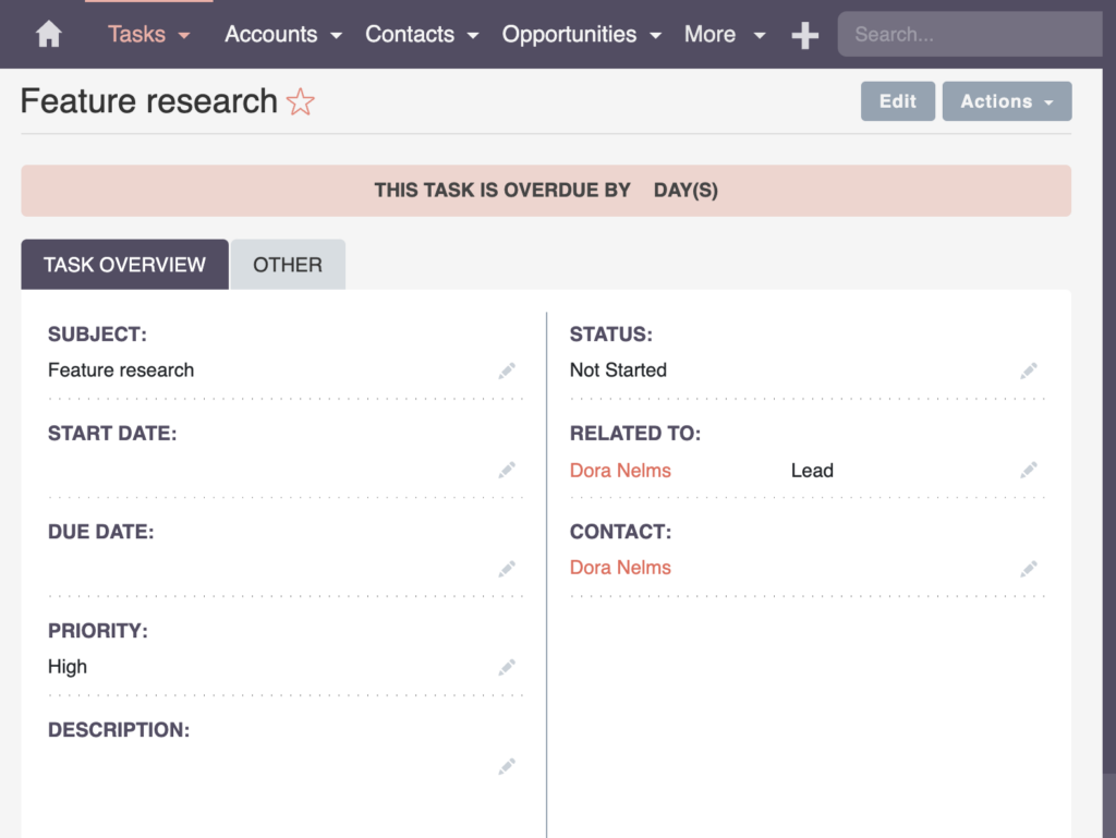 SuiteCRM Task Overview