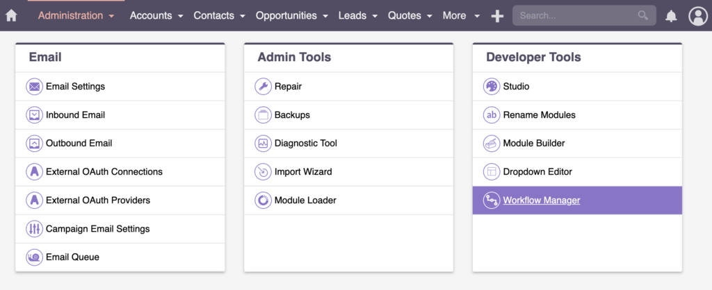 SuiteCRM Workflow Manager