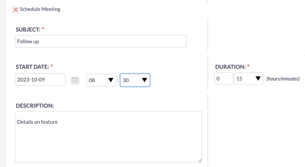 SuiteCRM convert lead - Schedule Meeting