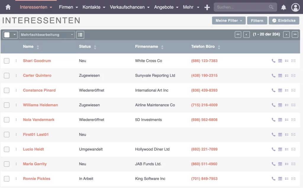 SuiteCRM Modul Interessenten