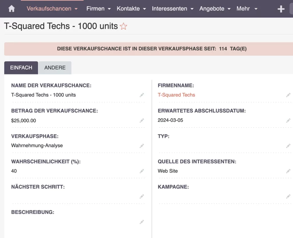 Verkaufschancen - T-Squared Tech