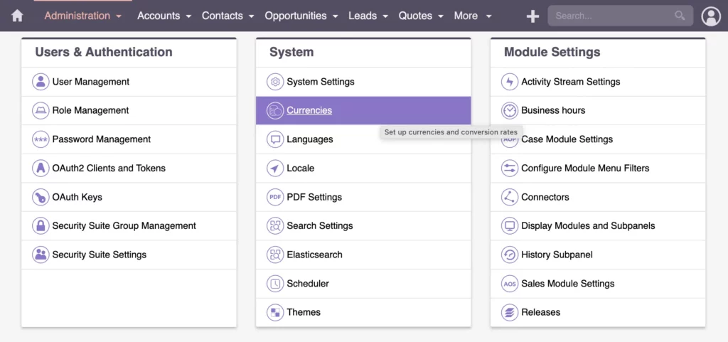 Understanding SuiteCRM Currency