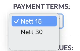 Create Quote-Payment Terms