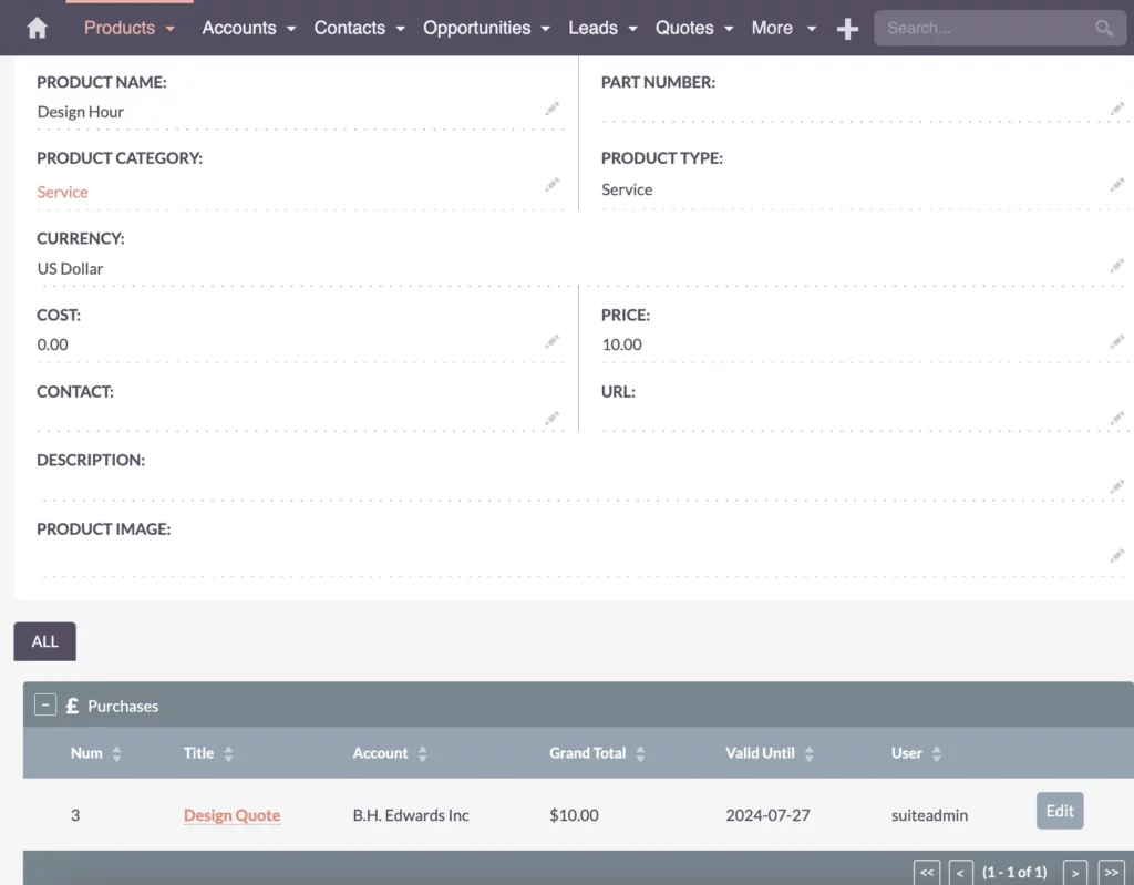 SuiteCRM Products: Manage Products and Product Categories