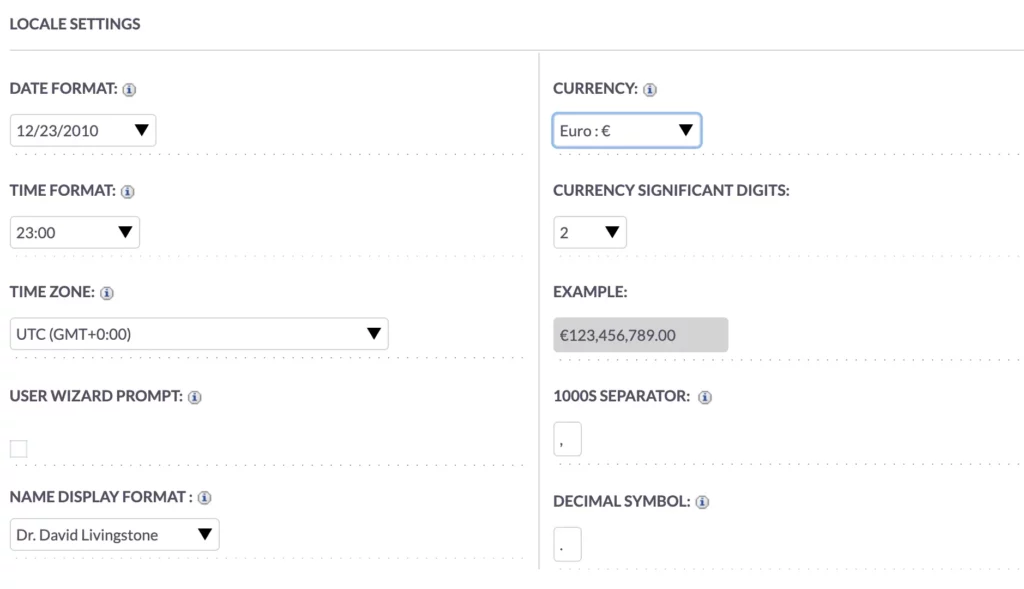 User Management-Change Currency