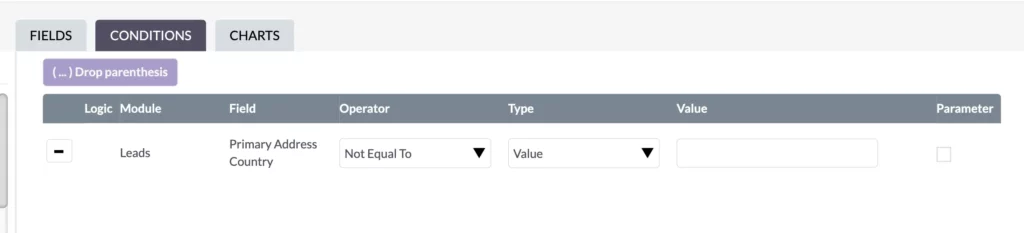 Report Condition - Primary Address Country