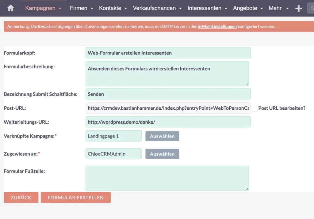 Hinzufügen von Kopfzeilendetails zum Formular