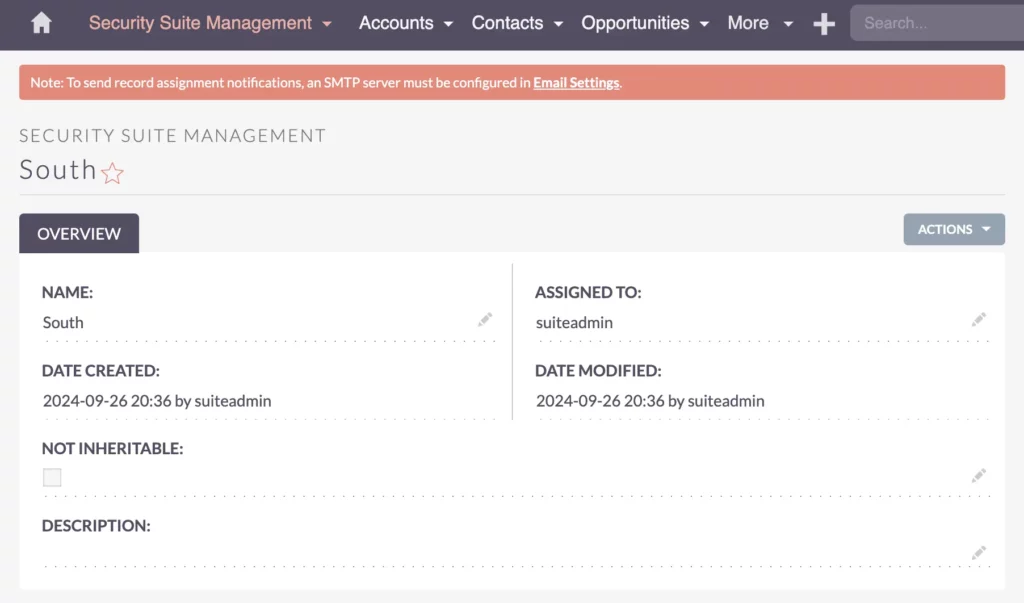 Configuring SuiteCRM Security Groups - South