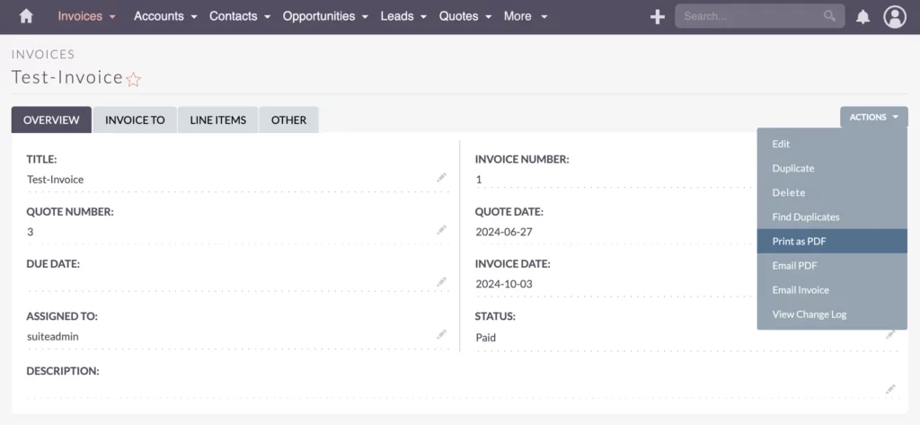 invoice print as pdf