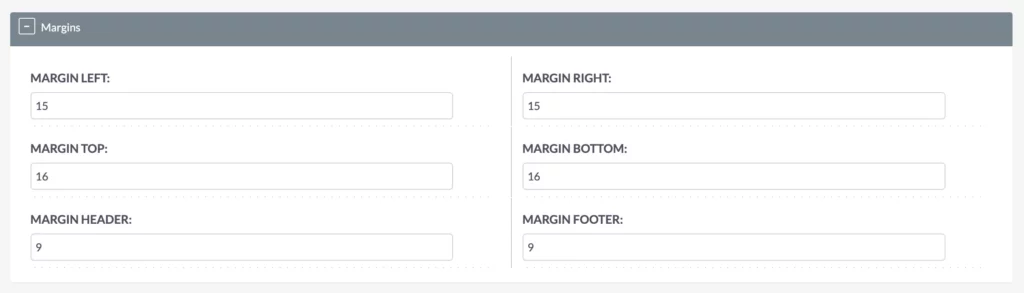 suitecrm pdf template margins